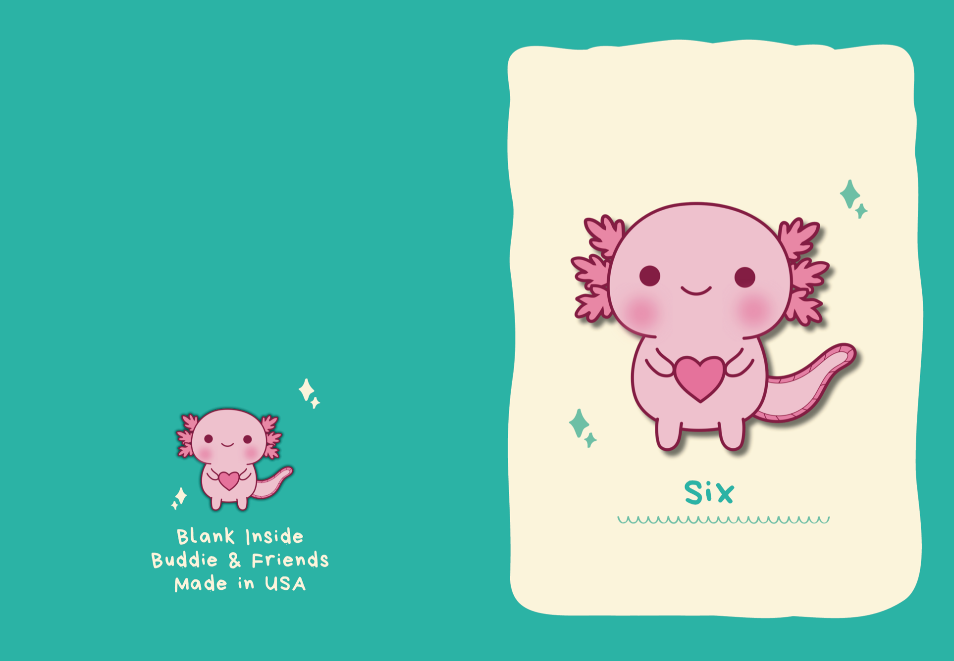 6 Axolotl Birthday Card