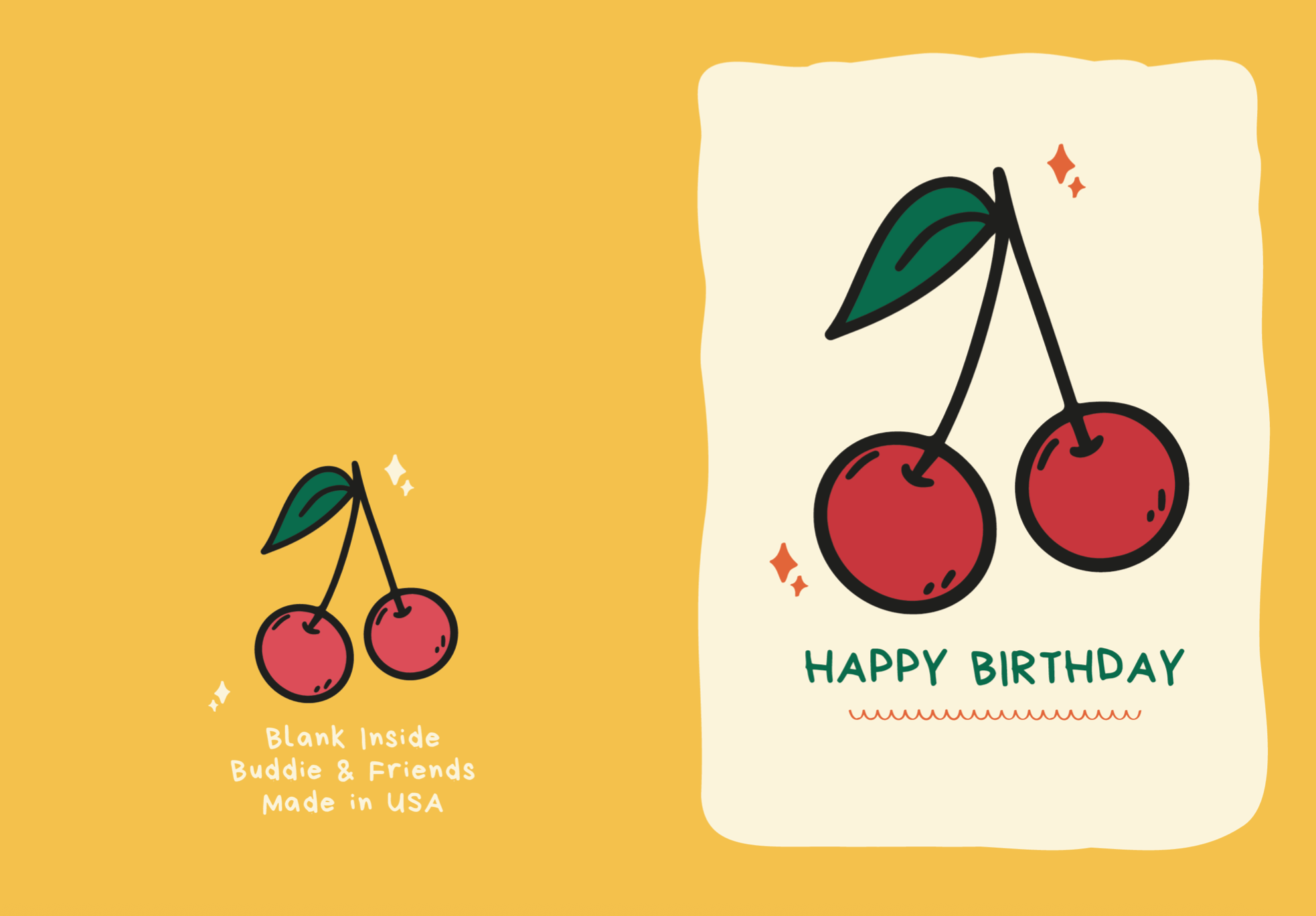 Cherry Yellow Birthday Card