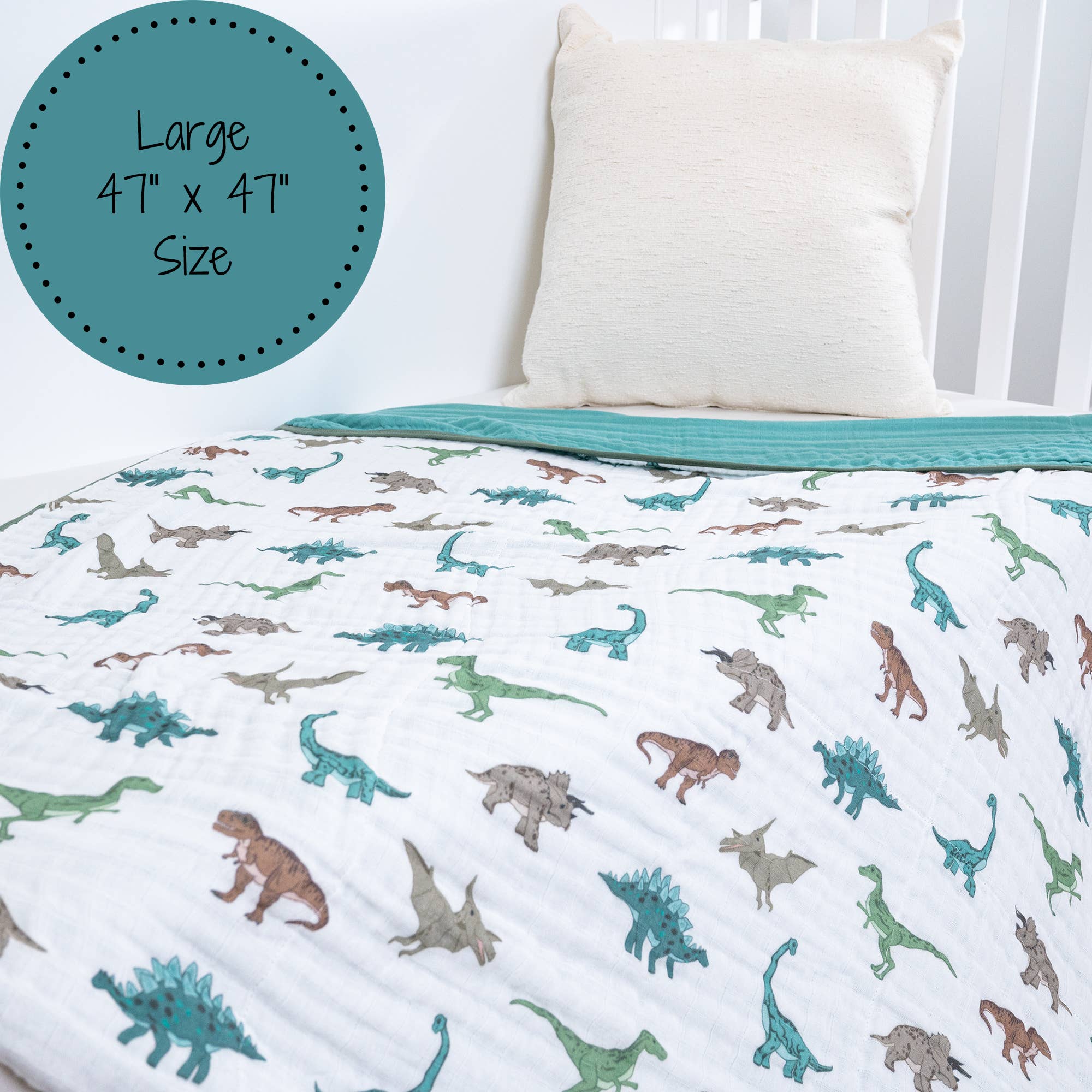 LollyBanks - Dinosaur Toddler 100% Cotton Baby Toddler Muslin Blanket