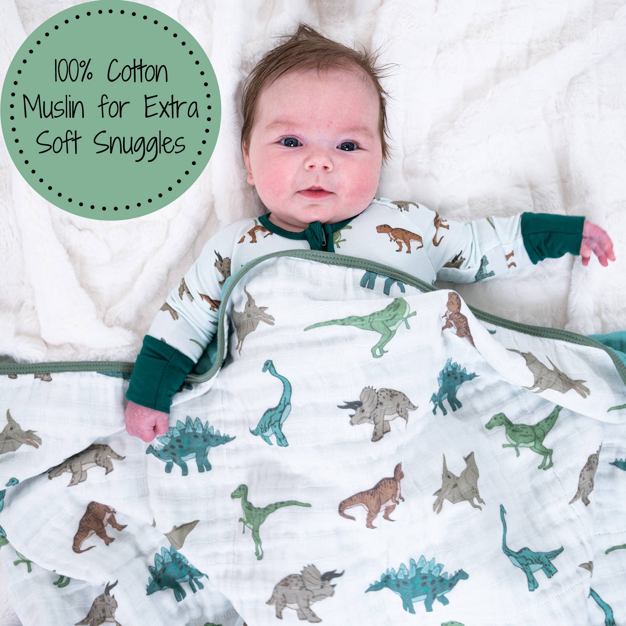 LollyBanks - Dinosaur Toddler 100% Cotton Baby Toddler Muslin Blanket