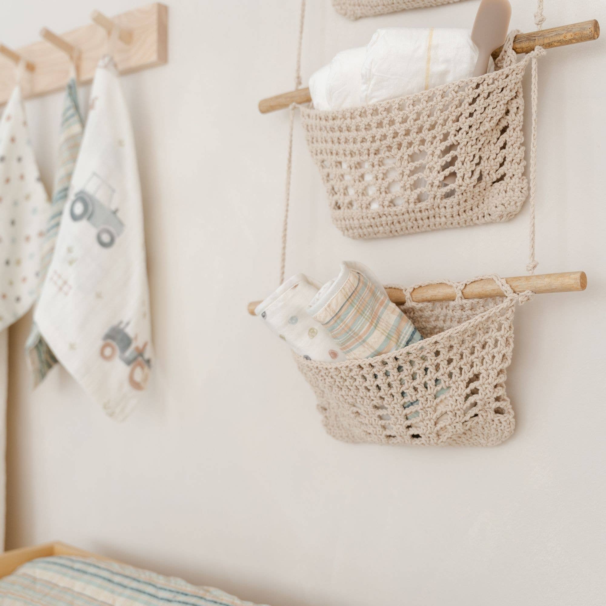 Crane Baby - Charlie Farmhouse 3 Tier Toy Hanging Wall Storage