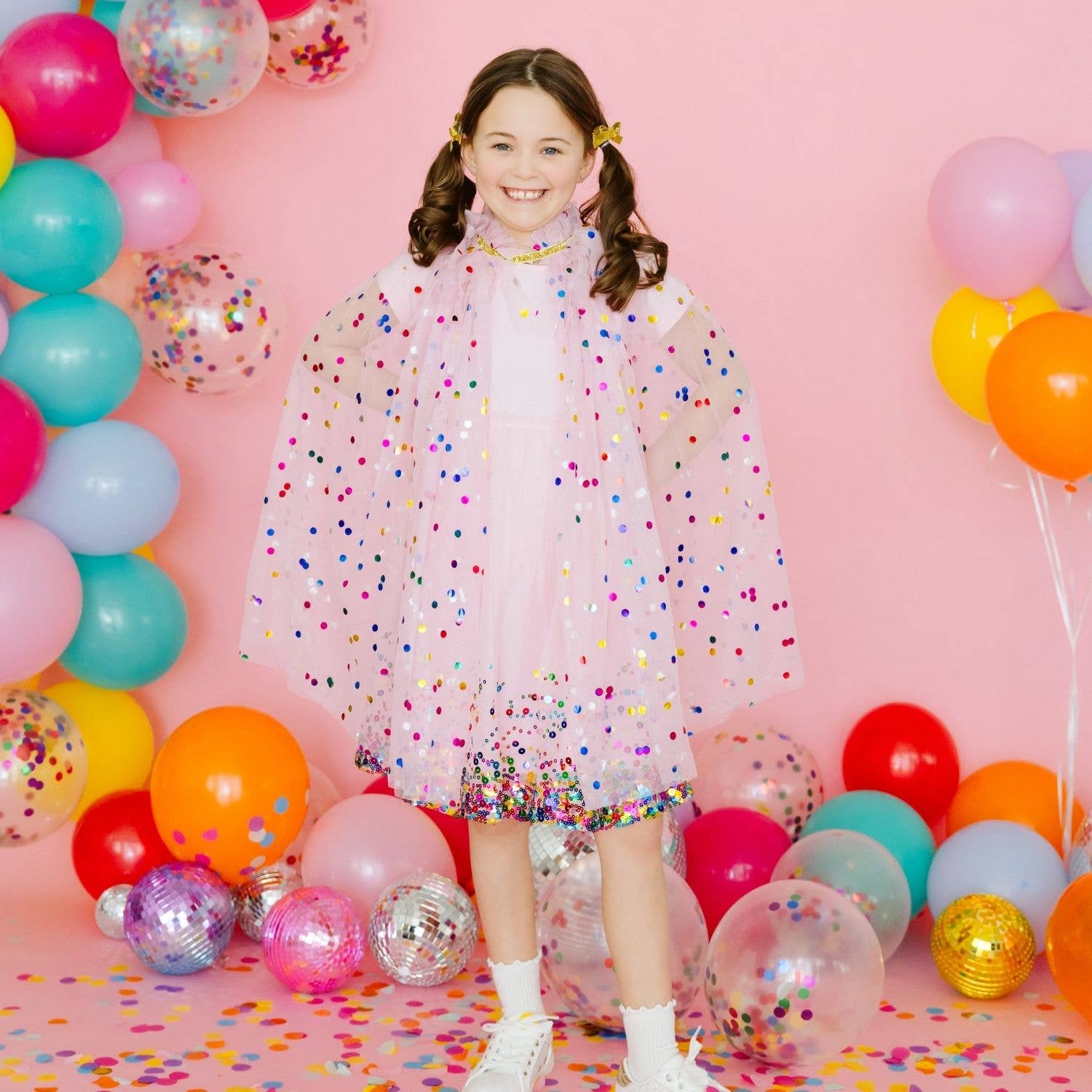 Sweet Wink - Pink Confetti Cape - Kids Dress Up Cape