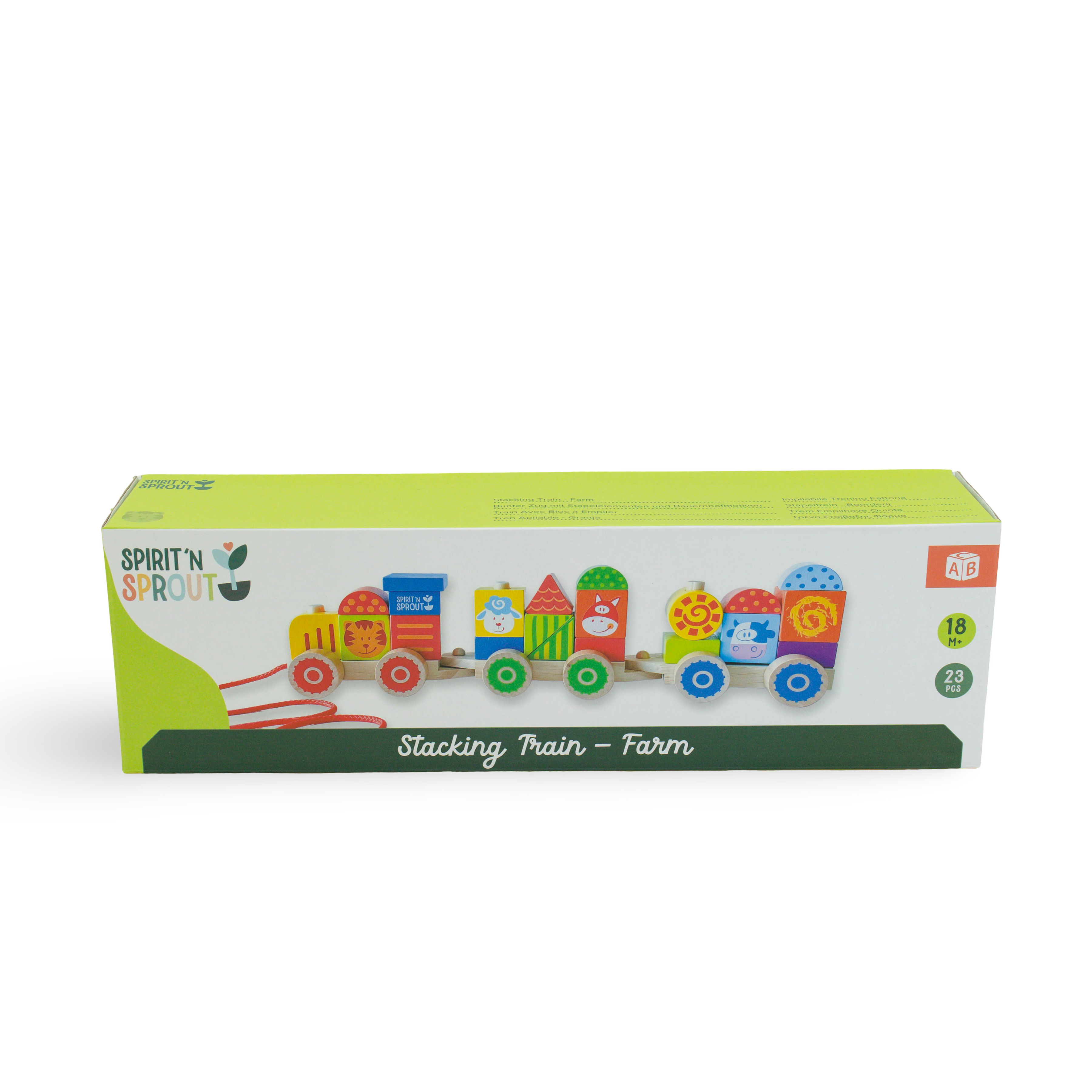 Spirit 'N Sprout - CASE Wooden Stacking Train Set for Kids - Pull Along Train