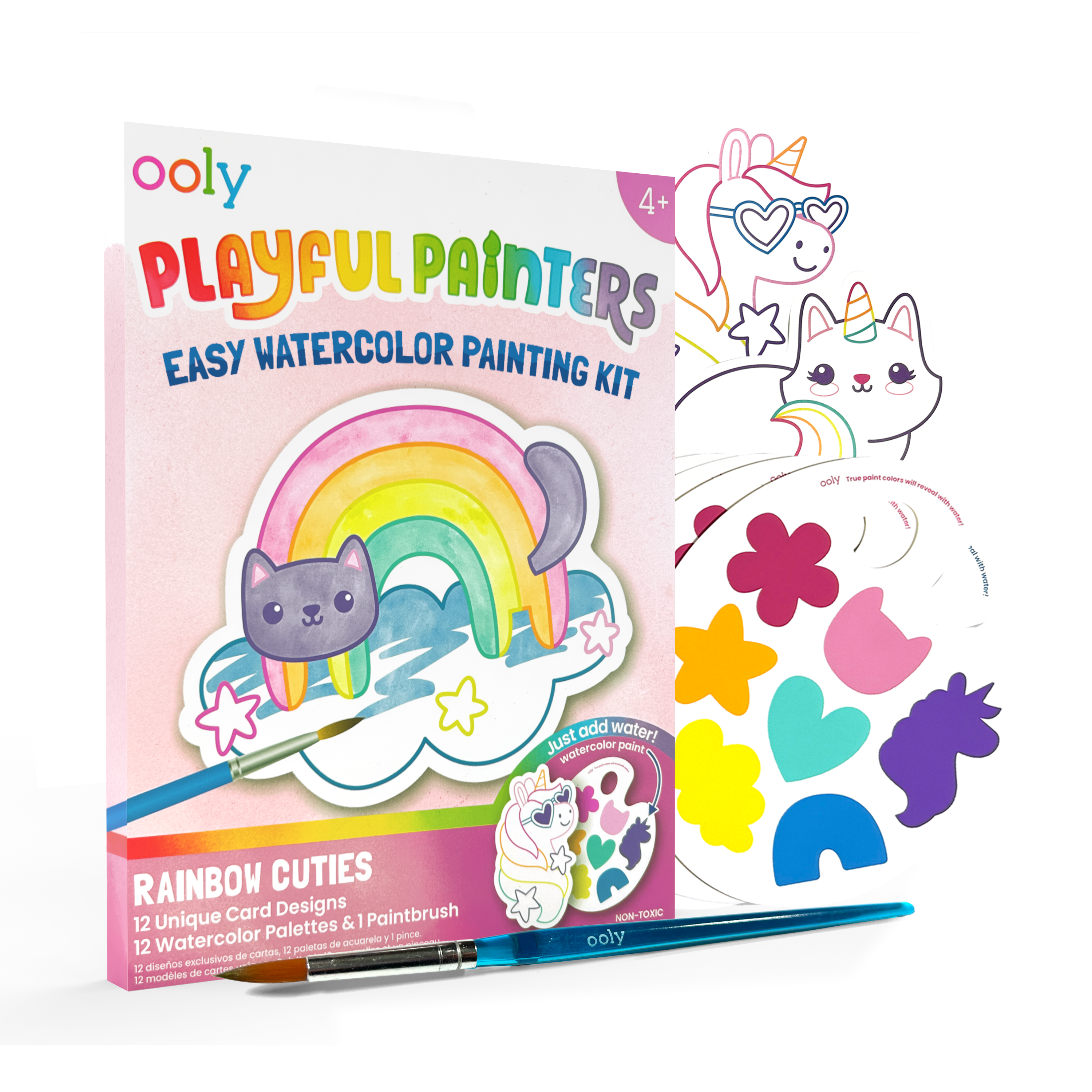 OOLY - Playful Painters: Easy Watercolor Painting Kit - Rainbow Cut