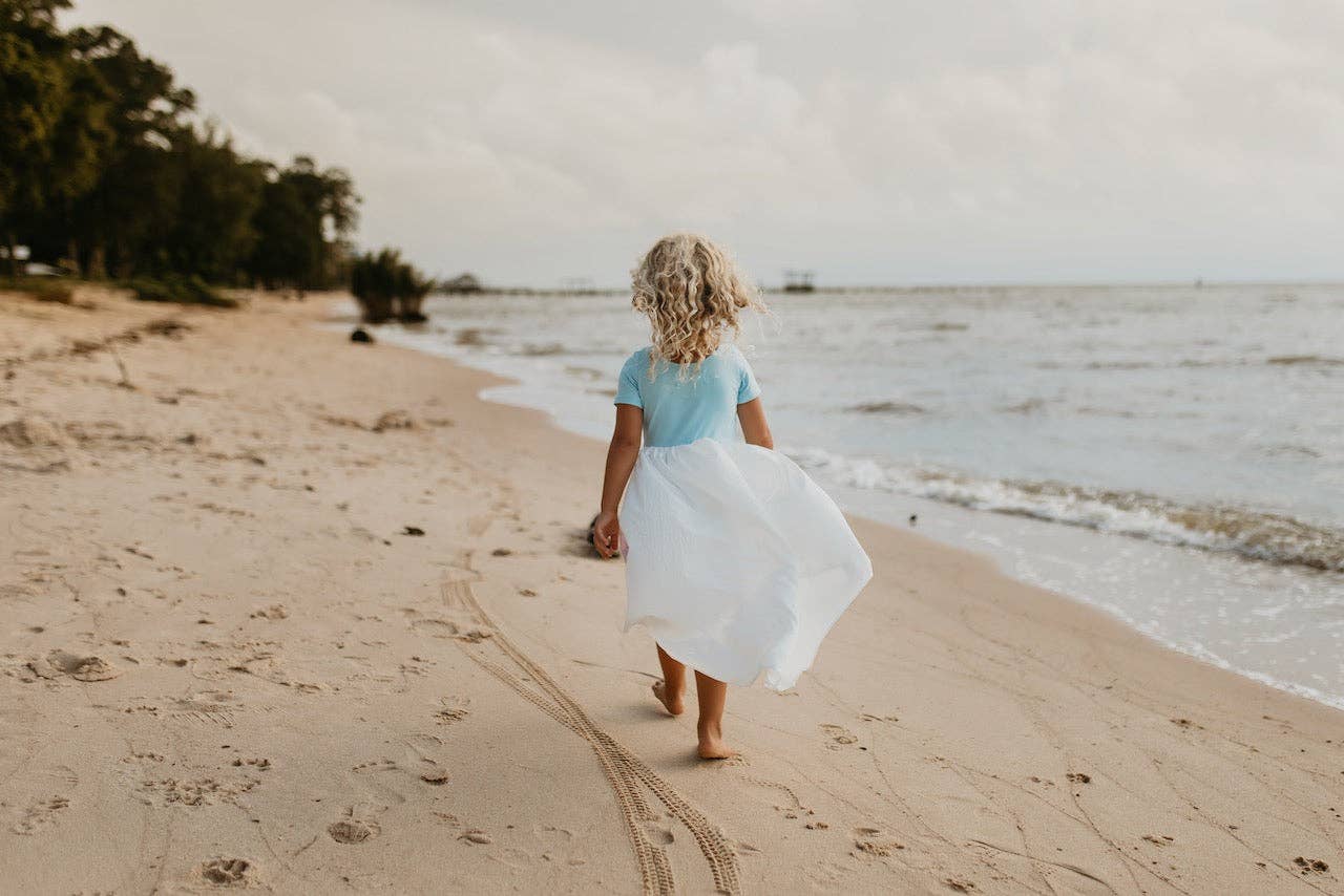 Kids Pastel Blue Rainbow Hi Lo Spring Summer Dress