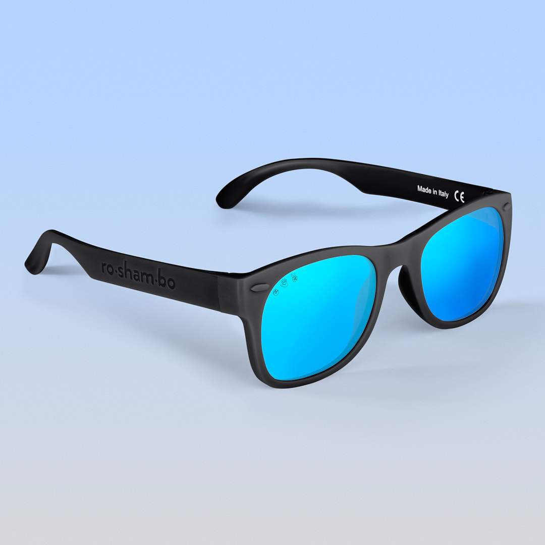 Roshambo Eyewear - Black Sunglasses for Baby, Kids, Teens & Adults: Toddler (Ages 2-4) / Chrome Polarized Lens