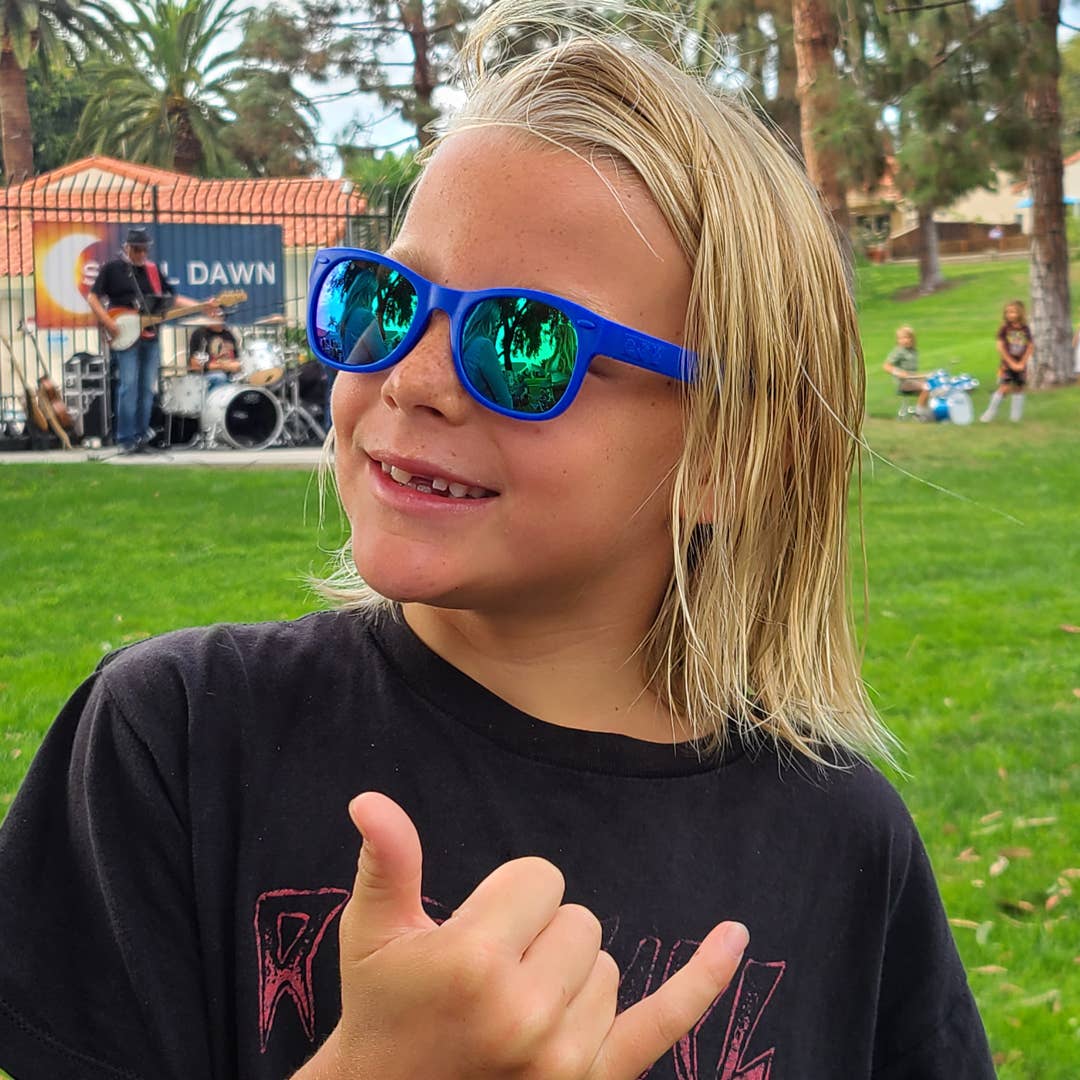 Roshambo Eyewear - Royal Blue Sunglasses: Toddler (Ages 2-4) / Chrome Polarized Lens