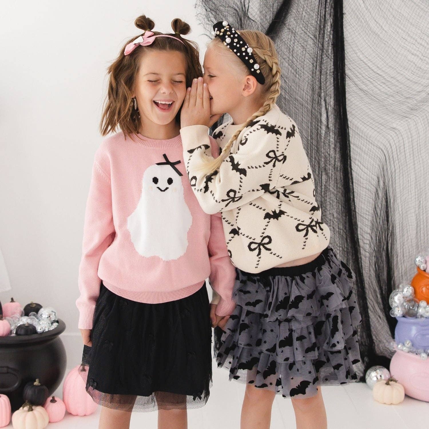 Sweet Wink - Sweet Ghost Halloween Grosgrain Bow Headband - Kids Hair