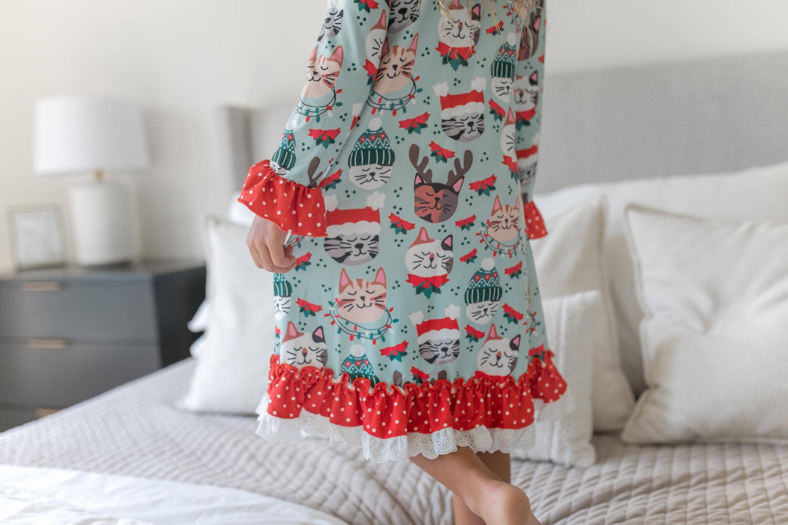 Christmas Holiday Cat Ruffle Lounge Play Gown