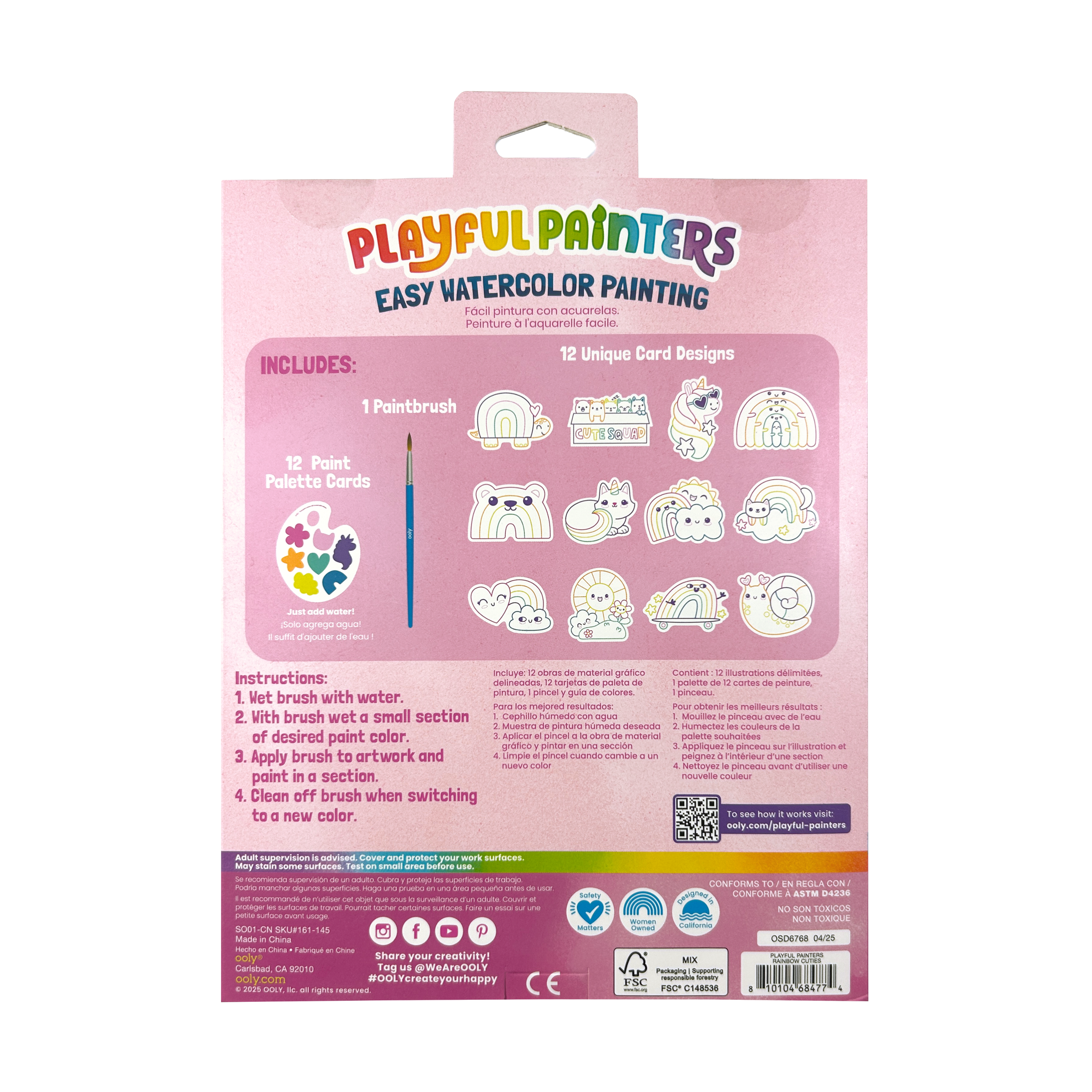 OOLY - Playful Painters: Easy Watercolor Painting Kit - Rainbow Cut