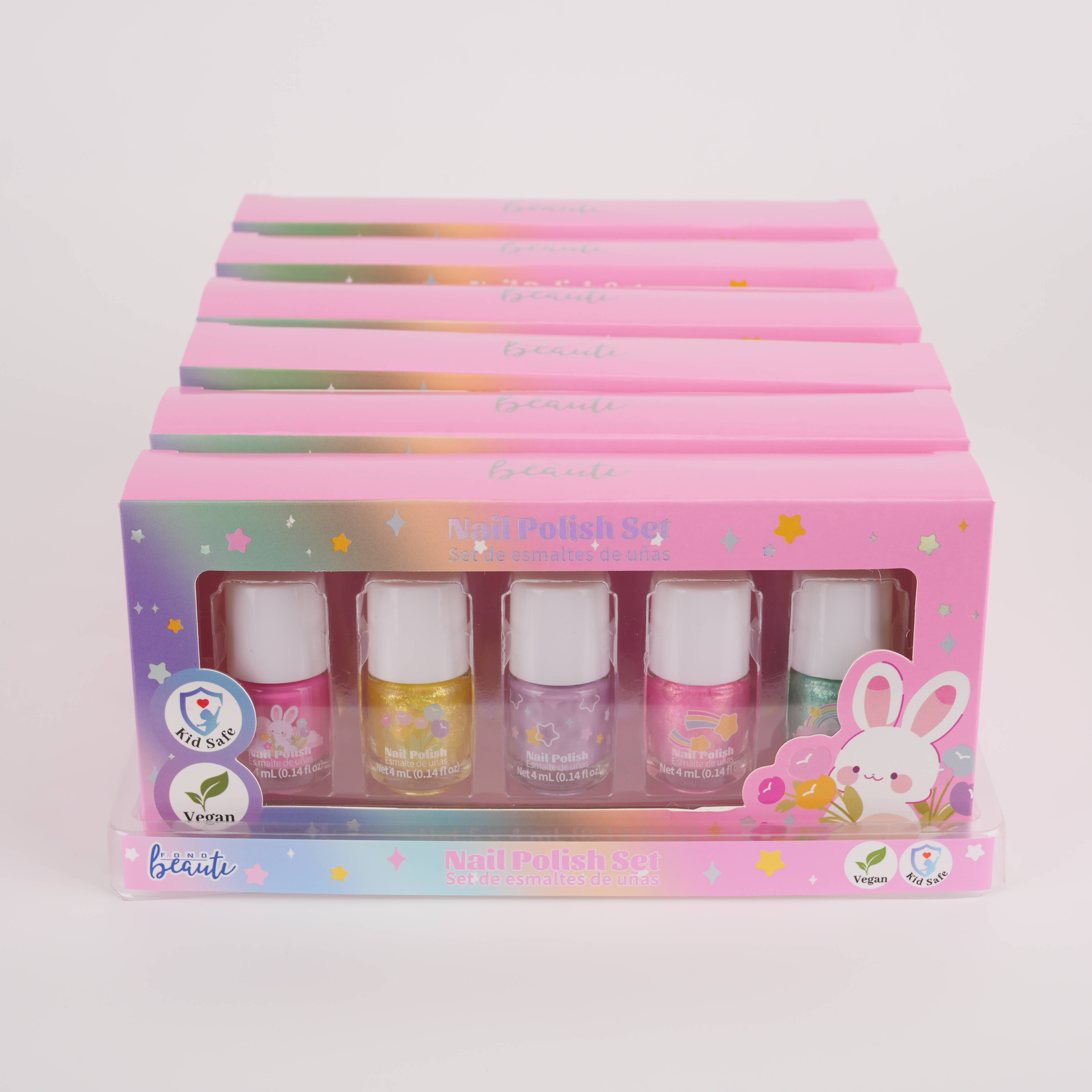 Kids Water-Based Nail Polish Set – 6 Colors Vegan & Kid-Safe
