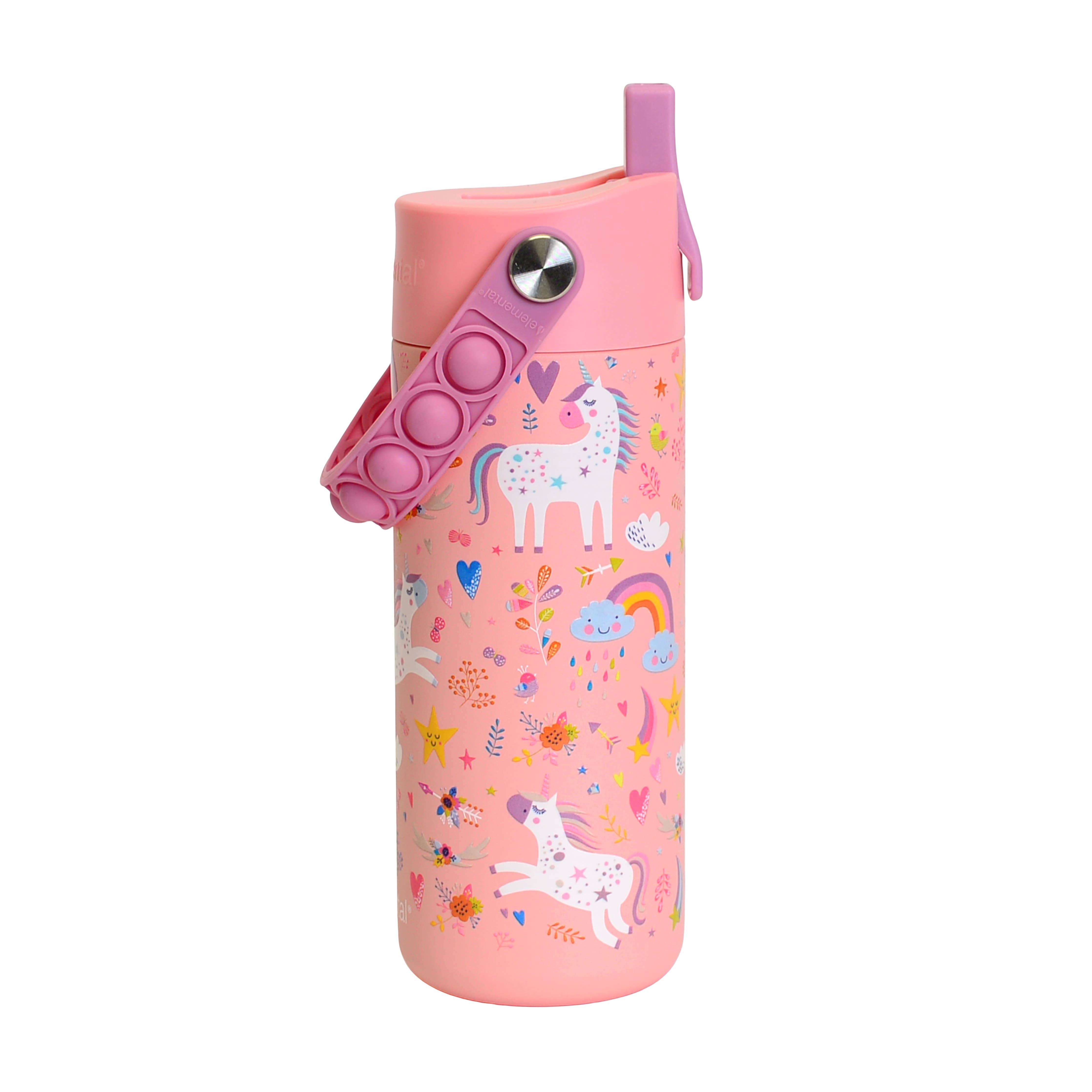Elemental - Core Insulated Pop Fidget Handle Bottle 18oz - Pink Unicorn