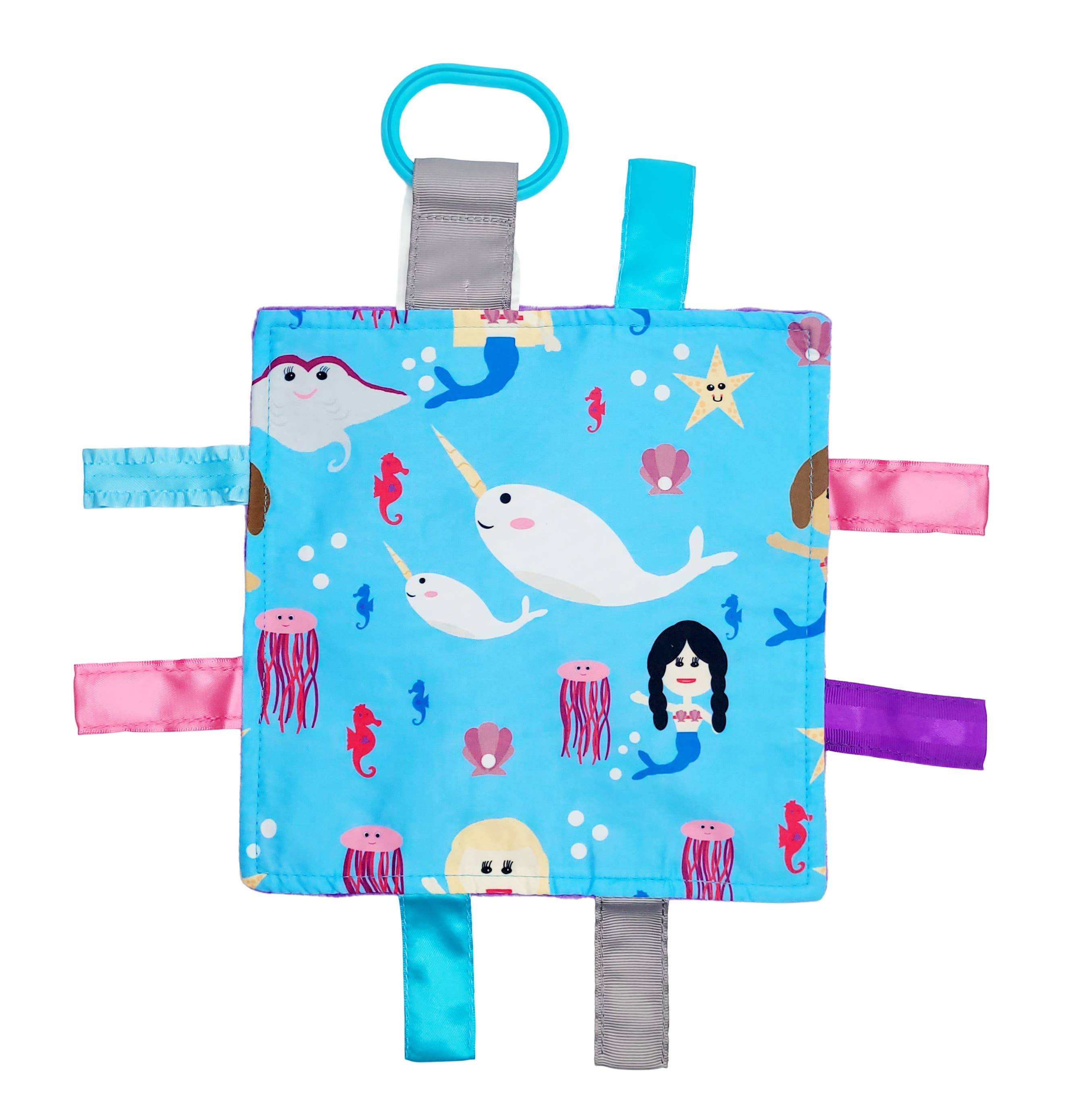 Mermaid Narwhal Crinkle Tag Square 8x8 Baby Teach @ Home Toy