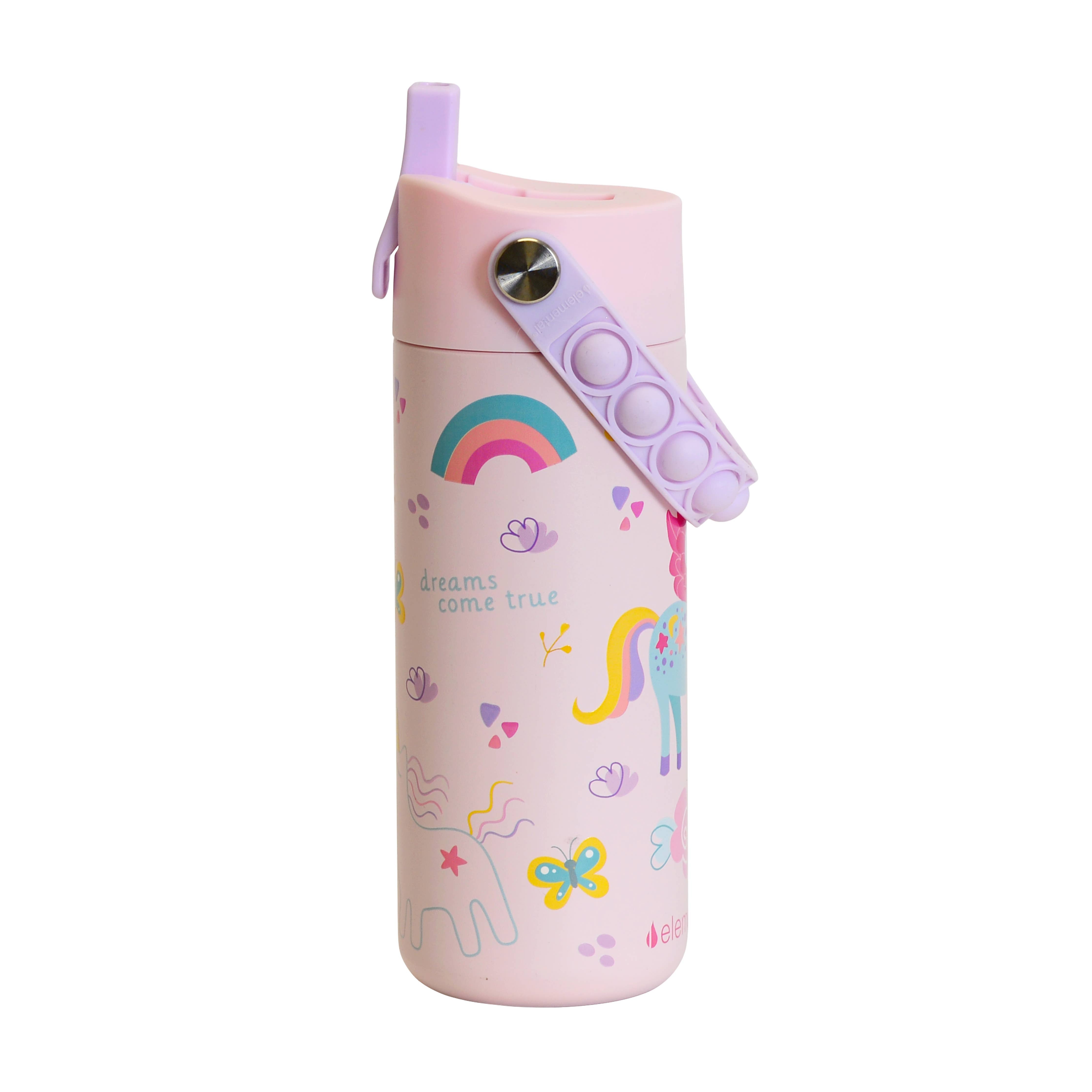 Elemental - Core Insulated Pop Fidget Handle Bottle 18oz - Unicorn Rainbow