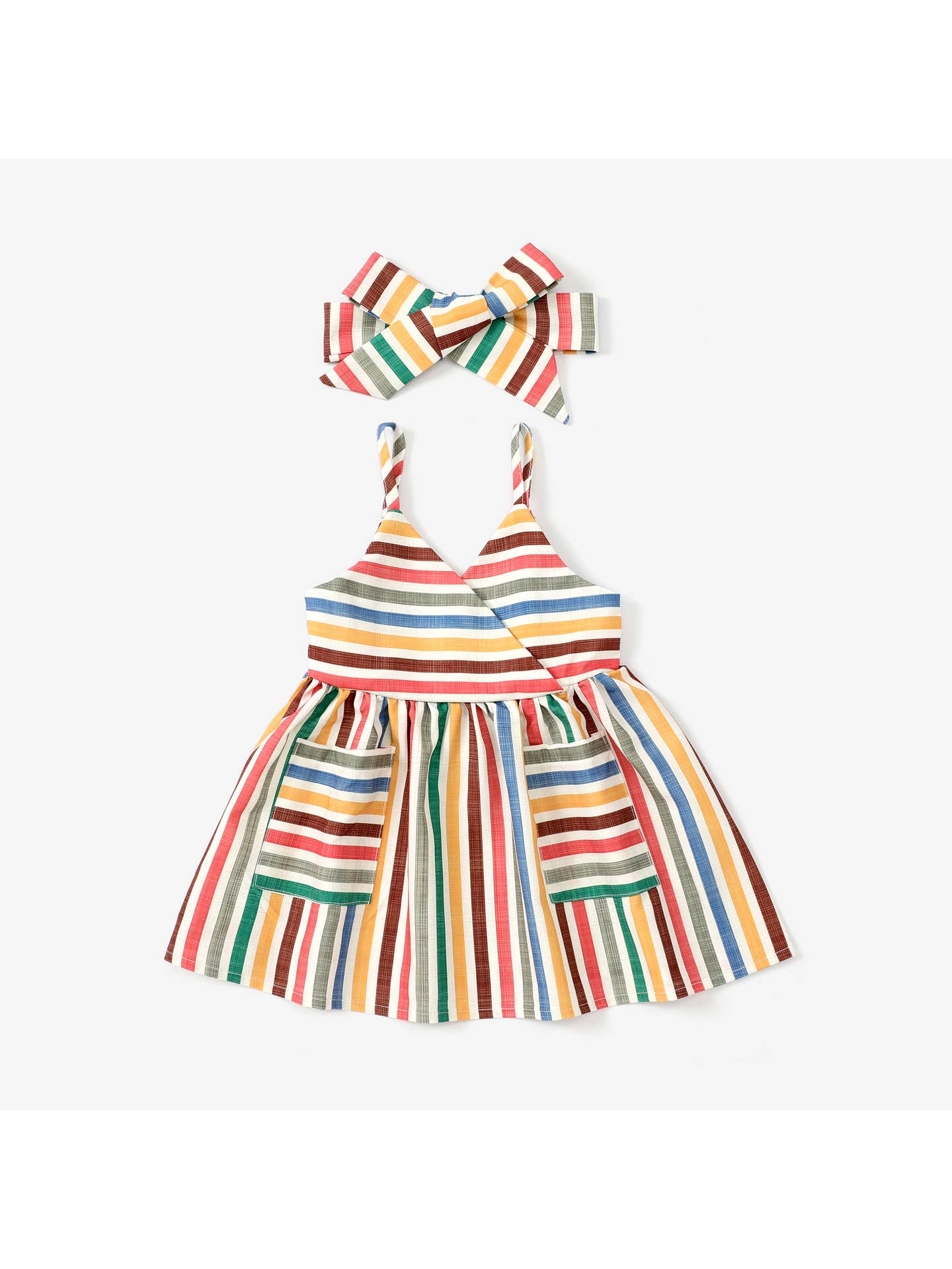 Baby Girl 2pcs Bohemia Stripe Print Cami Dress with Headband