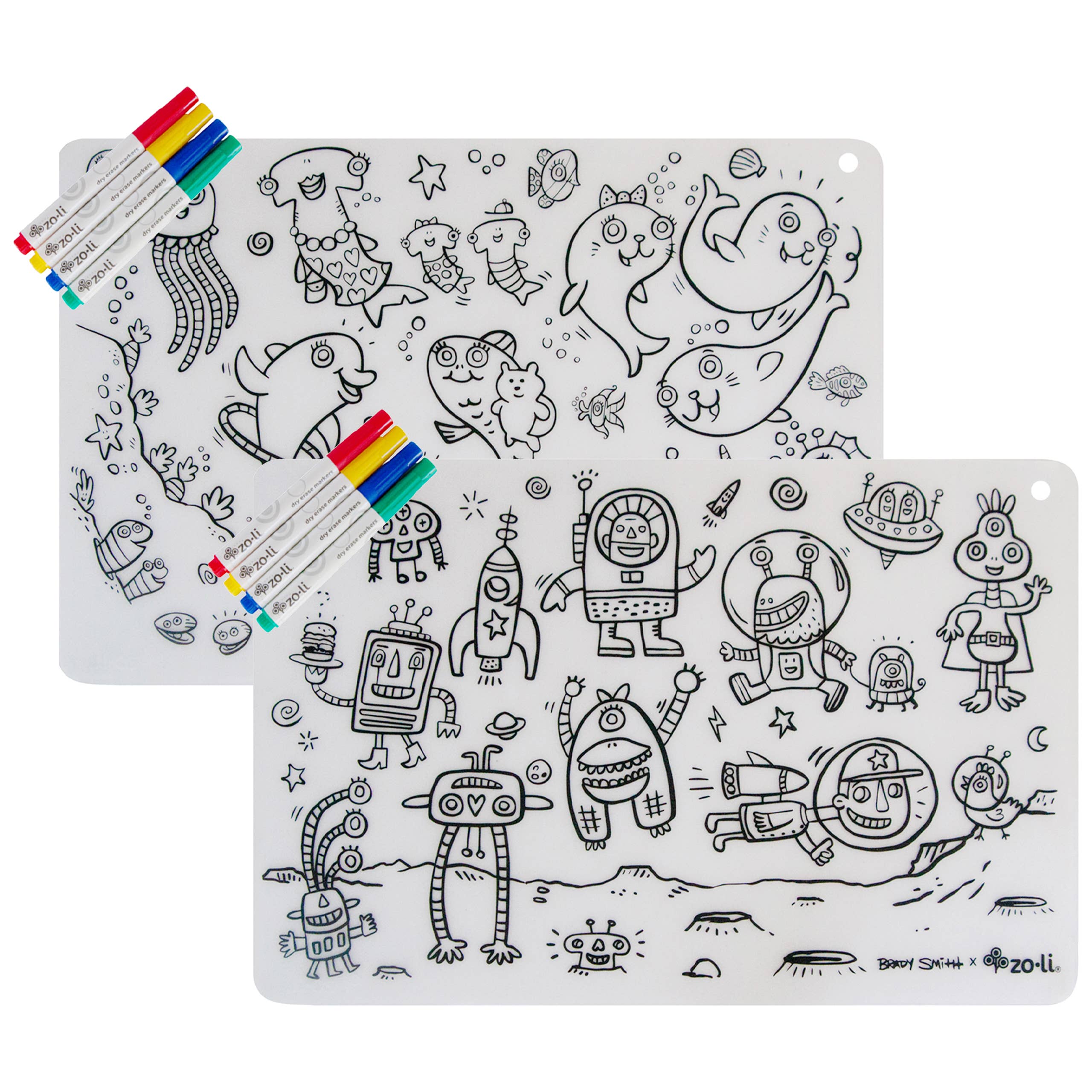 ColorMATTIES - Sea Fun + Space Fun Coloring Placemats