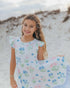 Kids Bella Dainty Blue Floral Flutter Sleeve Ruffles Dress