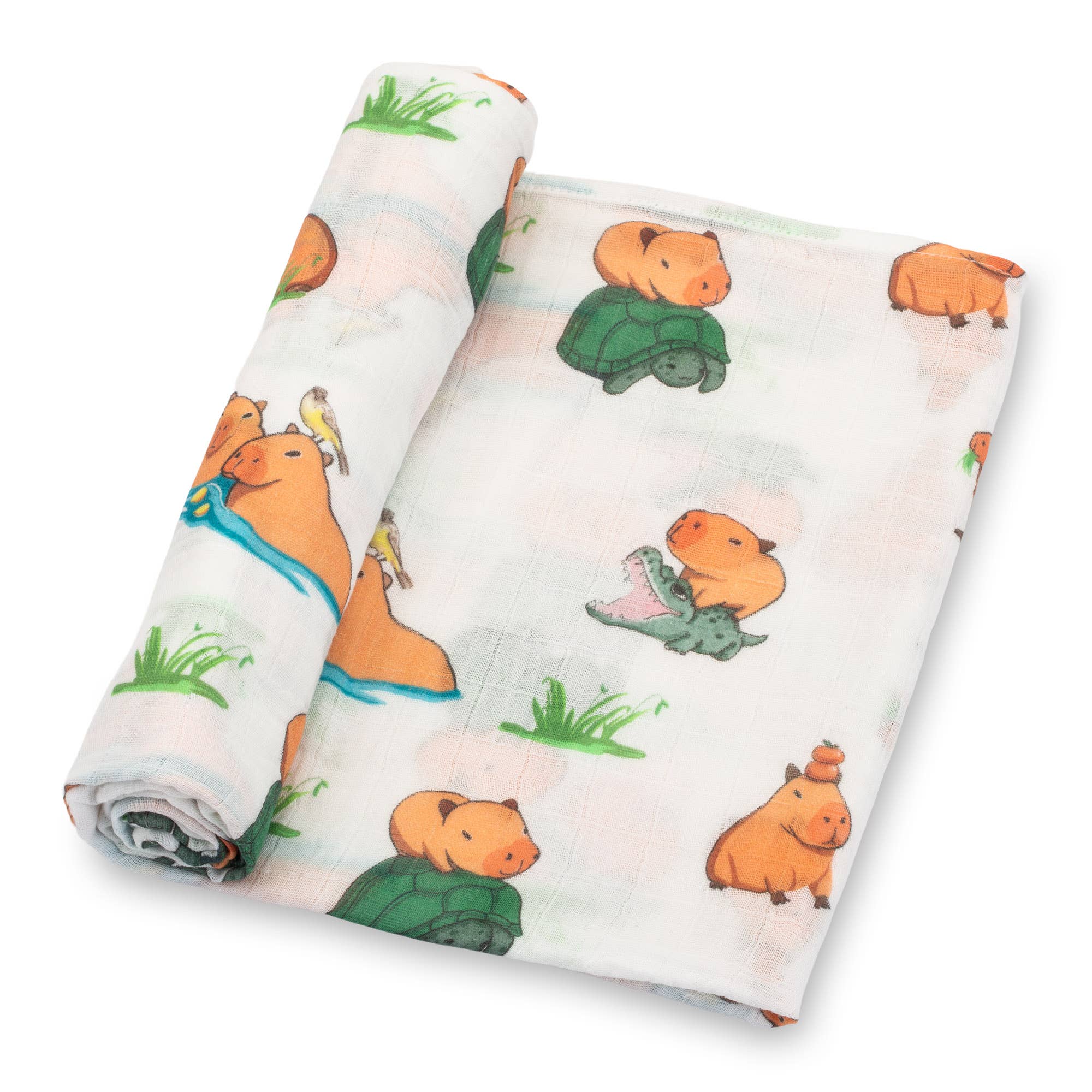 LollyBanks - Be Cappy Capybara Baby Swaddle Blanket