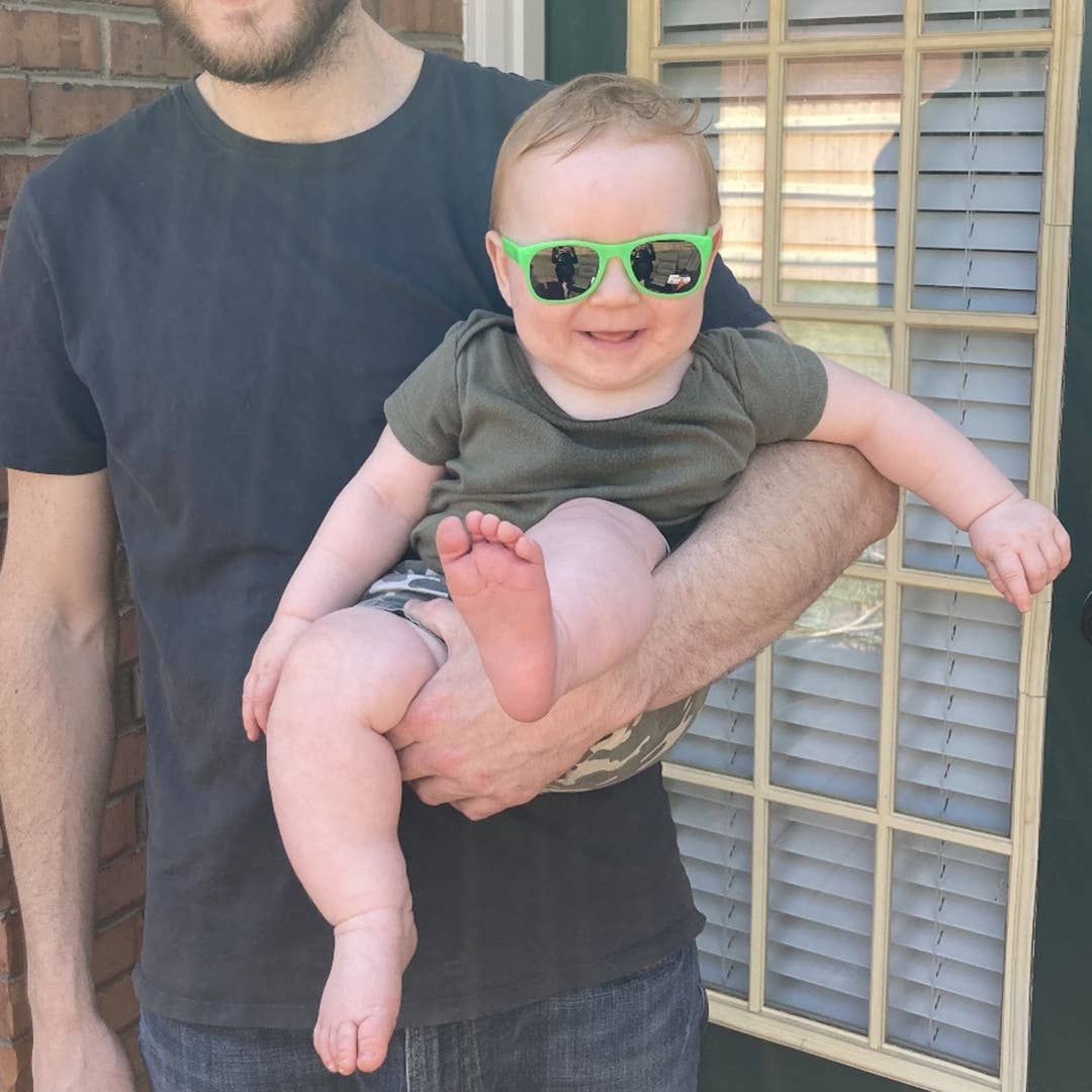 Roshambo Eyewear - Bright Green Sunglasses: Toddler (Ages 2-4) / Chrome Polarized Lens