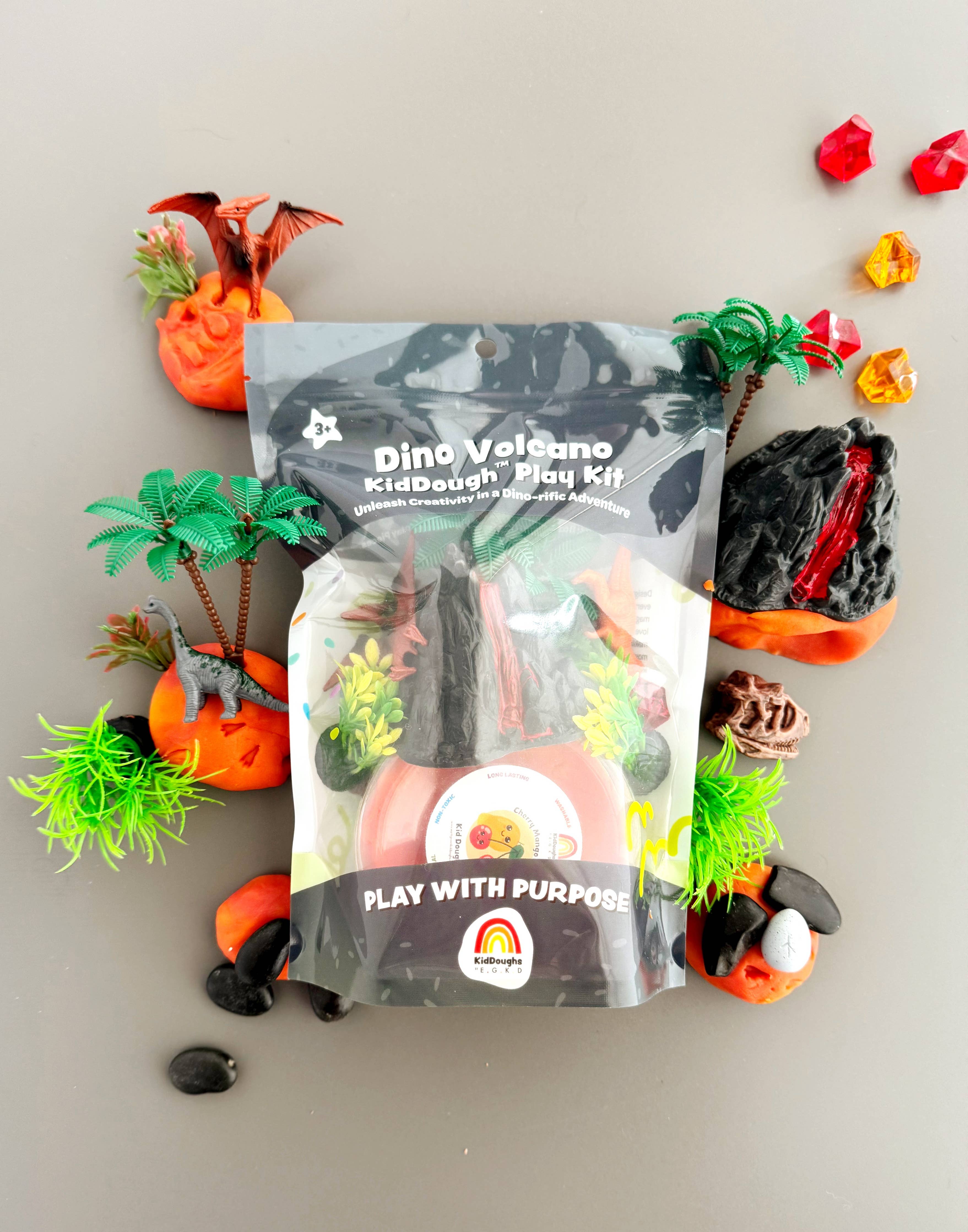 Dino Volcano (Cherry Mango) KidDough Play Kit