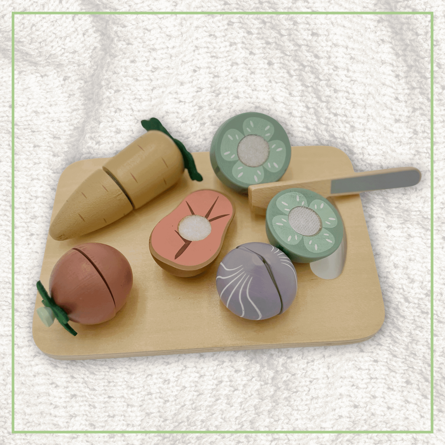 First Kitchen Play Set - Wooden Vegetable Cutting Toy Ages 2+