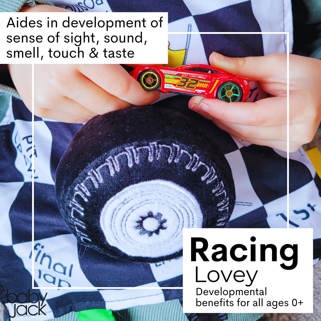 Baby Jack and Company - Racing Flag Baby NASCAR Tag Stroller Toy 10" x 10"