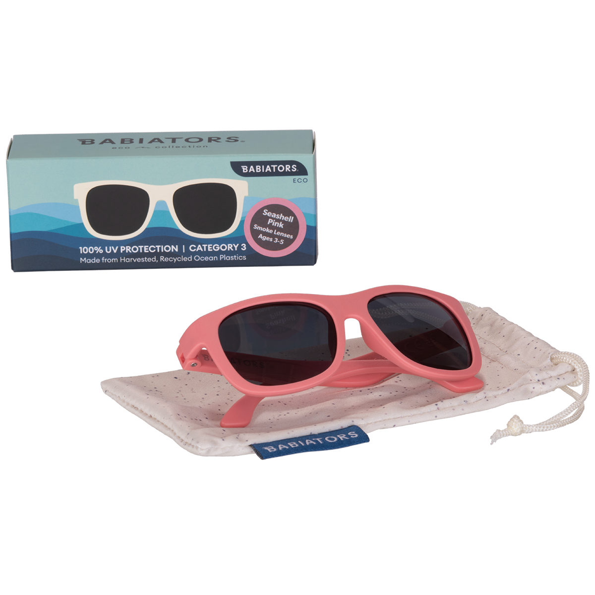 Kids Eco Collection: Navigator Sunglasses in Seashell Pink: Ages 0-2