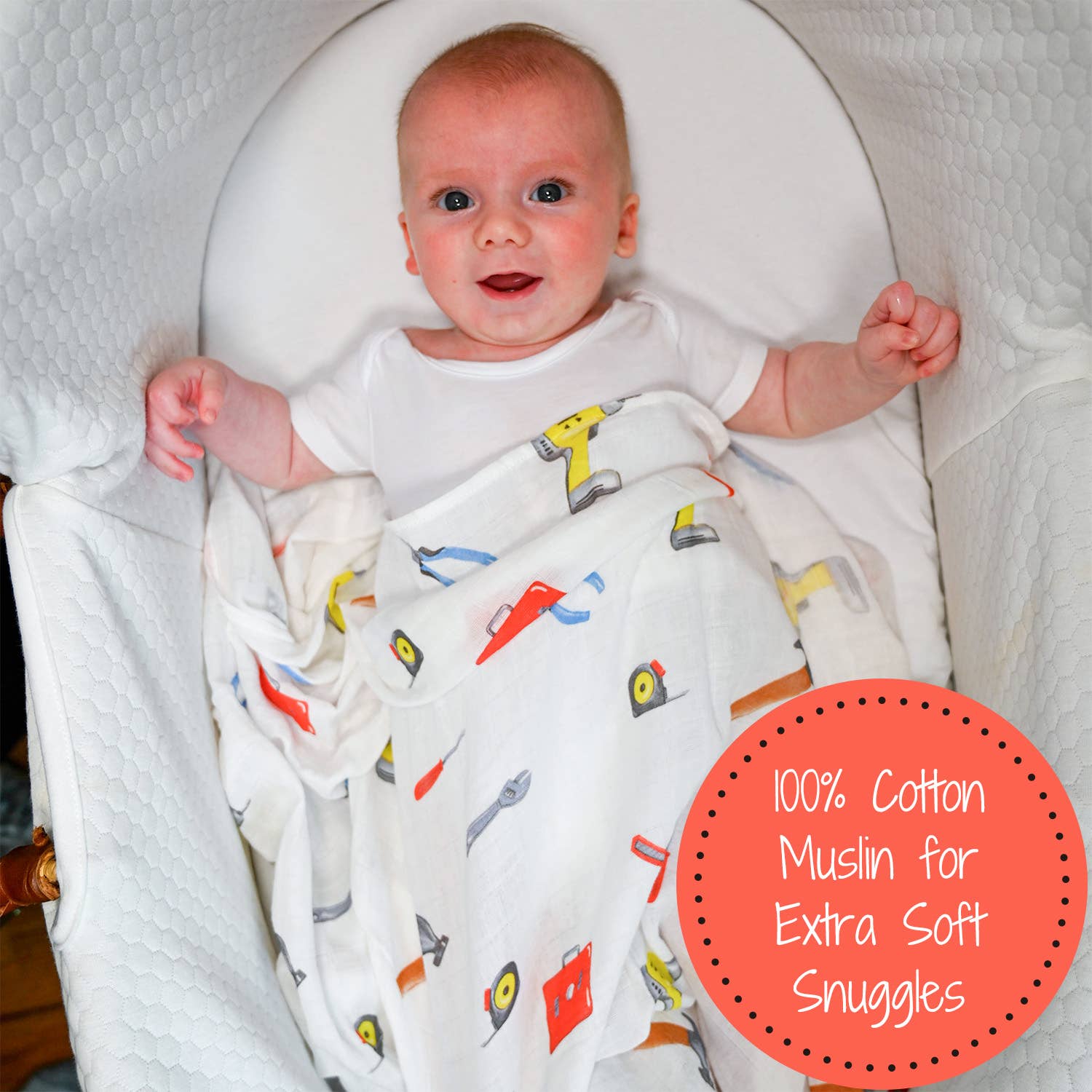 LollyBanks - Toolbox Baby Muslin Swaddle Blanket