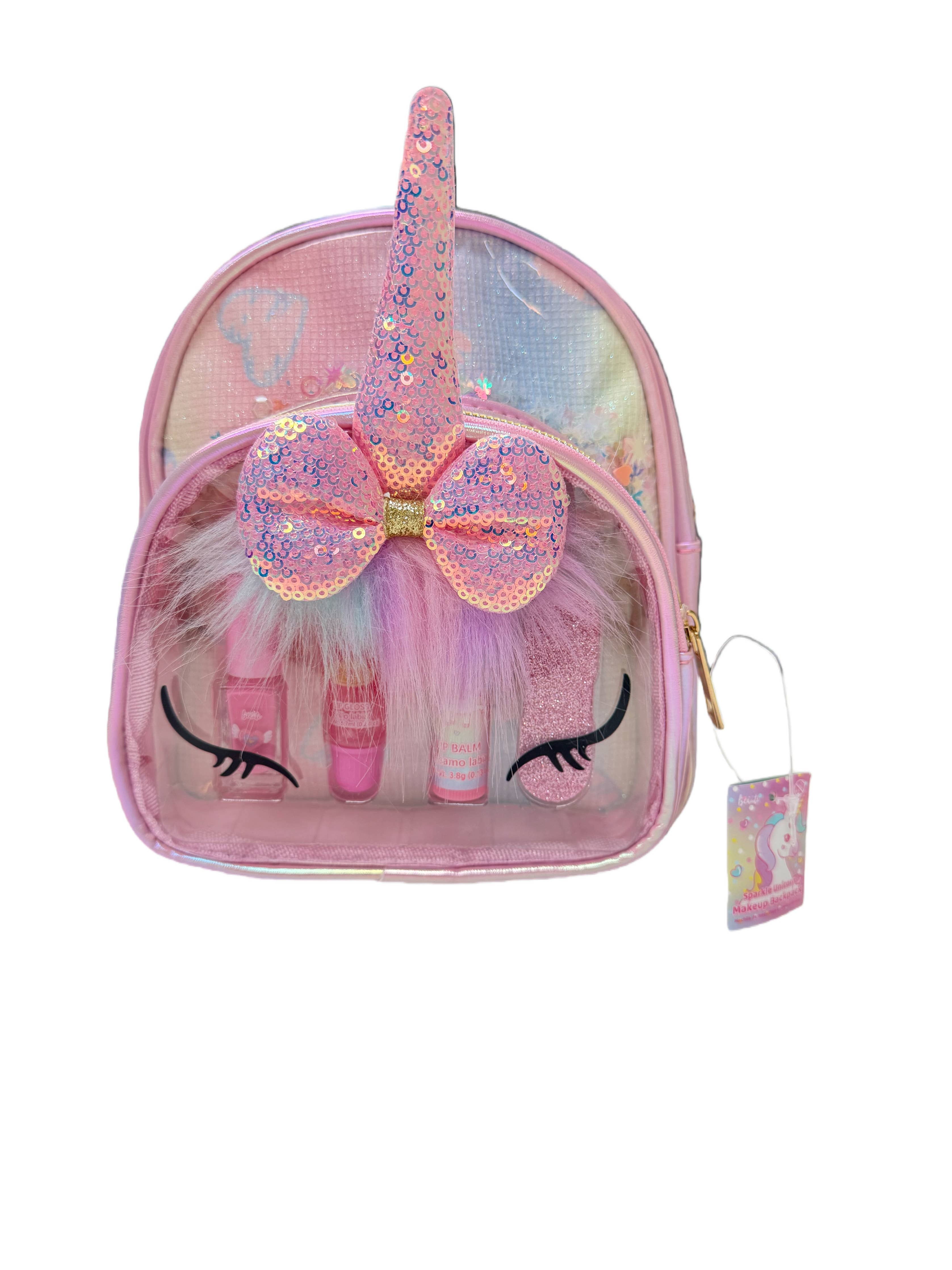 Unicorn Sparkle Backpack Kids Makeup Nail Polish Lip gloss