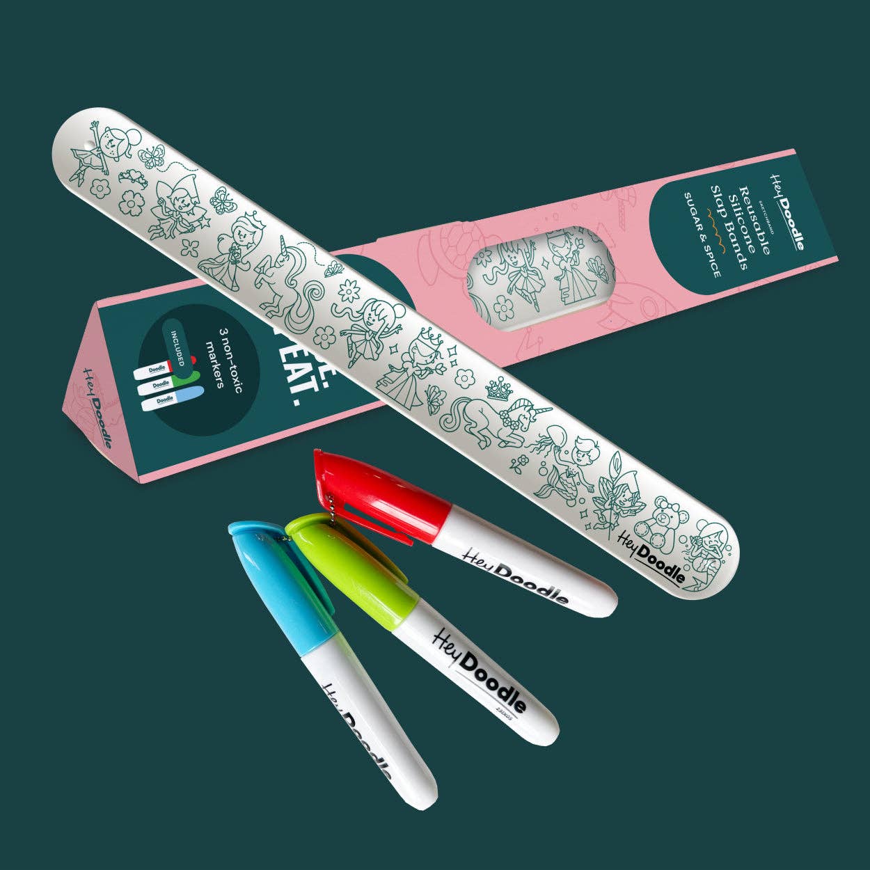 HeyDoodle - Sugar & Spice Sketchband - Reusable Coloring & Doodle Slap Bracelet: Sugar & Spice (Band)