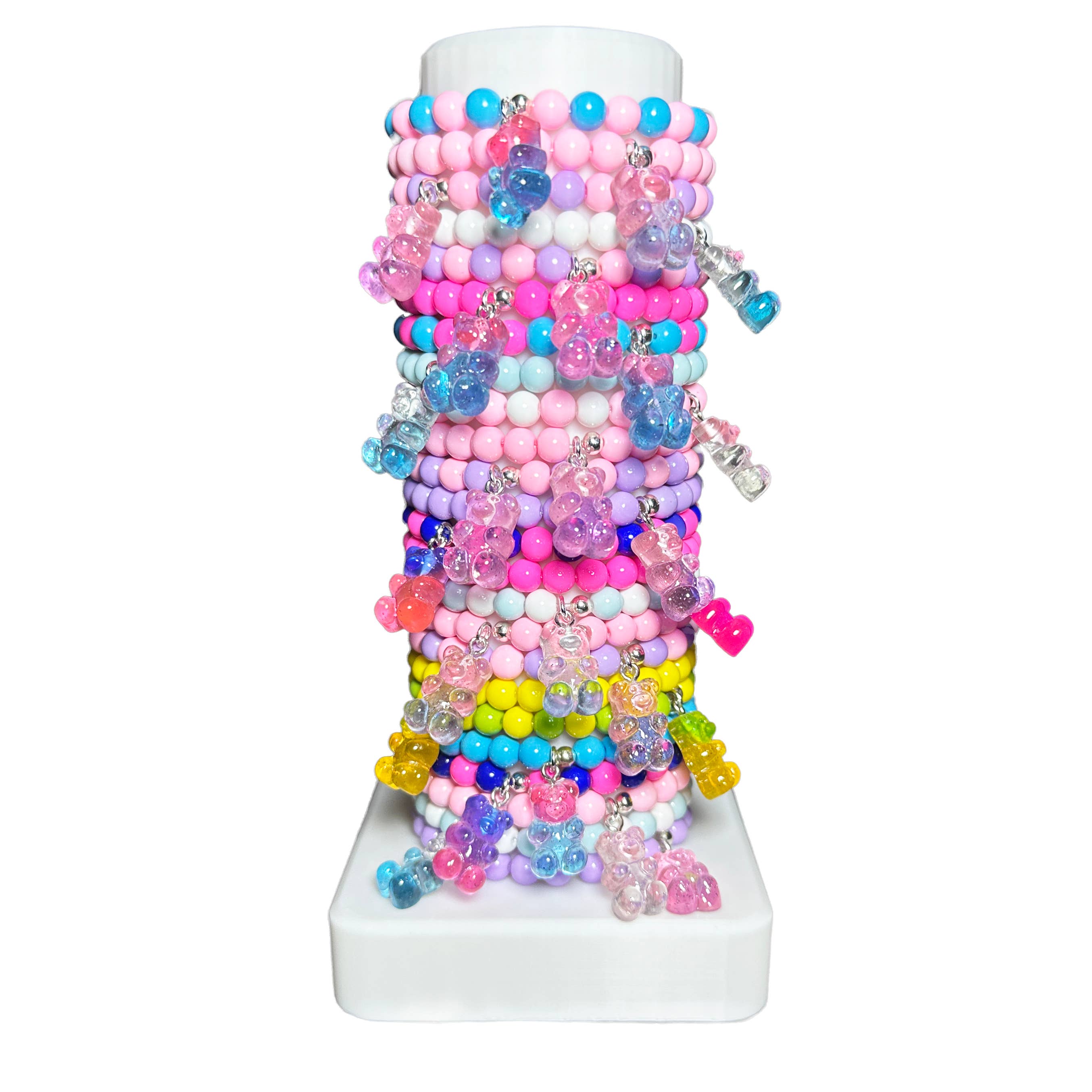Gummy Bear Stretch Charm Bracelet with glass beads
