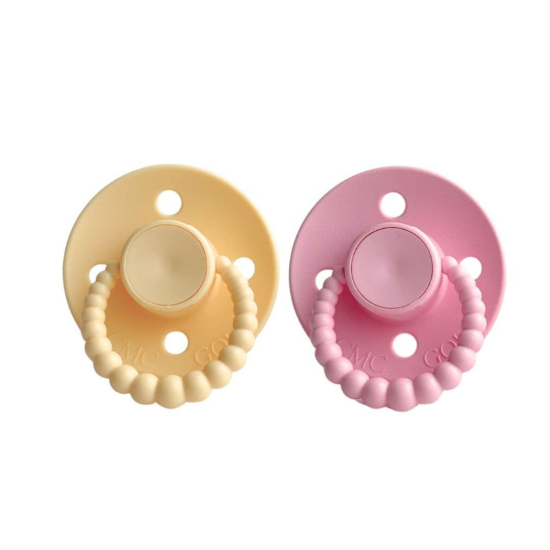 CMC Gold - CMC 'Bubble' Dummies Pale Yellow + Baby Pink: Size 2