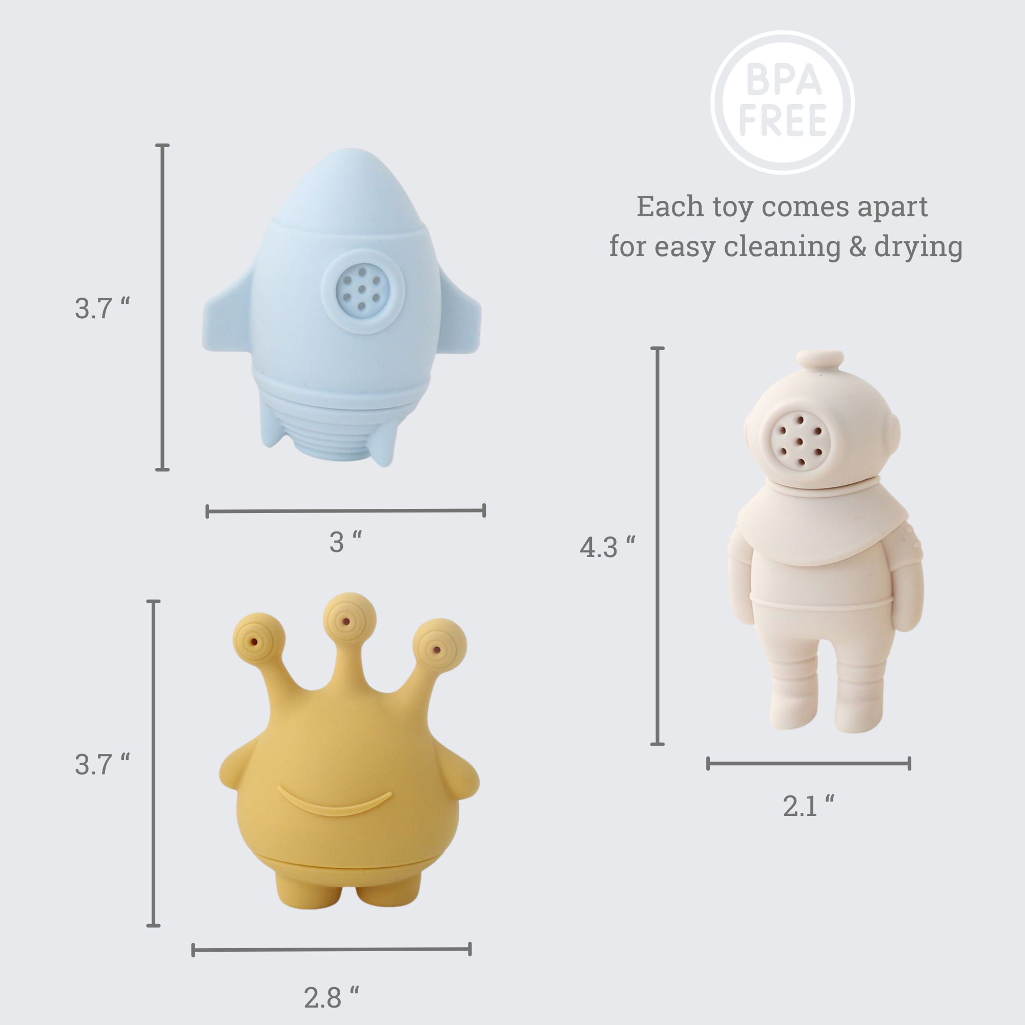 Ali+Oli - Ali+Oli (3 piece) Bath Toy Set (Space)