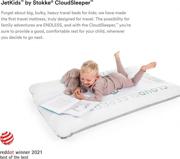 JetKids by Stokke CloudSleeper - Kids Inflatable Travel Bed - With Integrated Pump, Breathable Mesh Cover & Full-Length Bumpers to Keep Your Child Safe - Easy to Clean - For Ages 3+ Rental