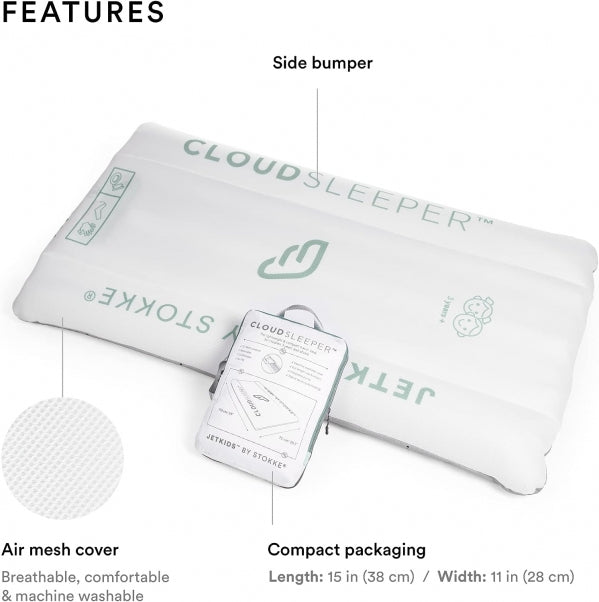 JetKids by Stokke CloudSleeper - Kids Inflatable Travel Bed - With Integrated Pump, Breathable Mesh Cover & Full-Length Bumpers to Keep Your Child Safe - Easy to Clean - For Ages 3+ Rental