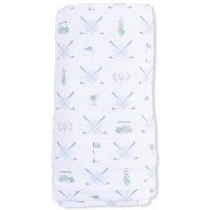 Angel Dear Golf Trellis Blue - Swaddle Blanket | White, Blue