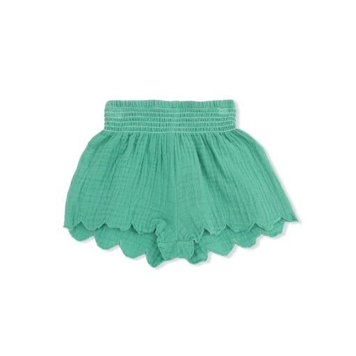 Angel Dear Solid Muslin Ming Green Scallop Short
