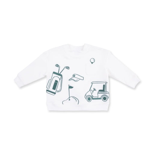 Angel Dear Golf Drop Sleeve Sweatshirt White