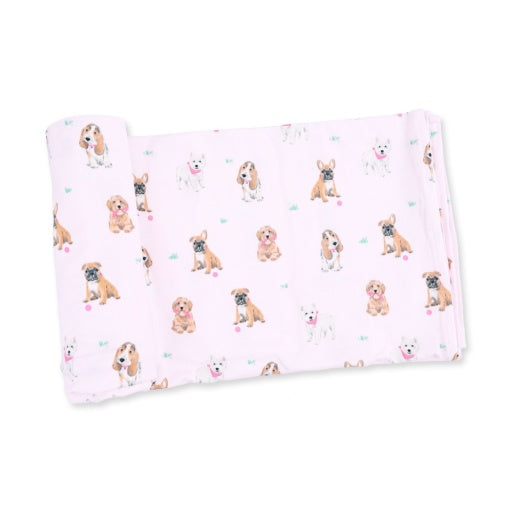 Angel Dear Bestie Dogs Pink Swaddle Blanket