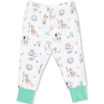 Angel Dear Country Club Dogs Pink - Short Sleeve Loungewear Set | Ivory, Green