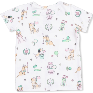 Angel Dear Country Club Dogs Pink - Short Sleeve Loungewear Set | Ivory, Green