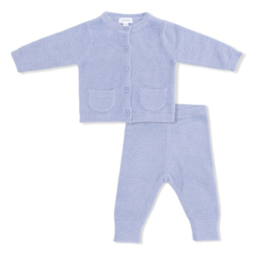 Angel Dear Chenille Dusty Blue Button Down Cardigan 4 Piece Set