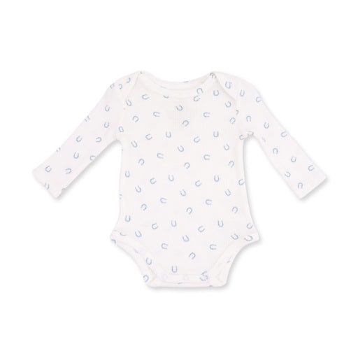 Angel Dear Little Horseshoes Blue Long Sleeve Bodysuit