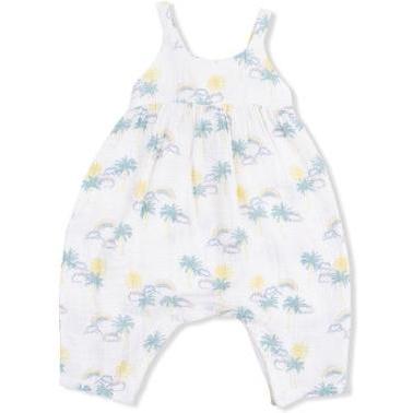 Angel Dear Palm Trees And Rainbows - Tie Back Romper | Cream