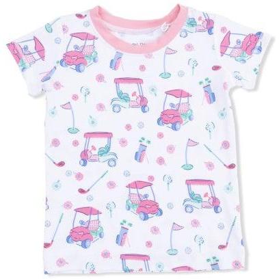 Angel Dear Golf Carts And Flowers - Loungewear Short Set | White