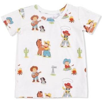 Angel Dear Vintage Cowboys - Short Sleeve Loungewear Set | Off White