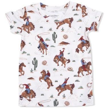 Angel Dear Buckaroo Western - Short Sleeve Loungewear Set | Cream