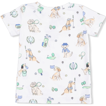 Angel Dear Country Club Dogs Neutral - Short Sleeve Loungewear Set | Ivory, Green