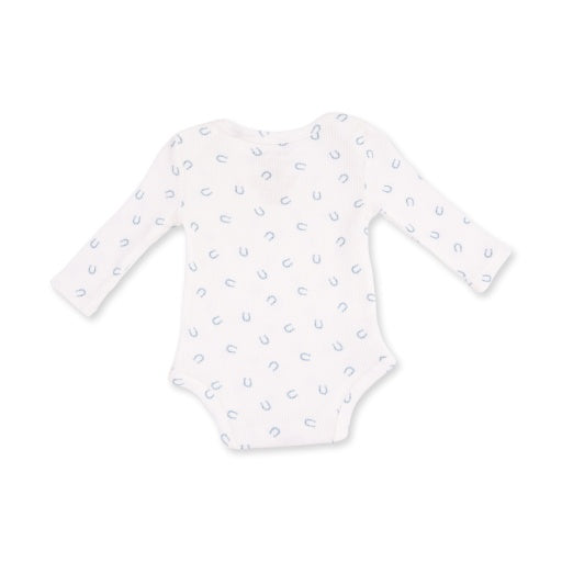 Angel Dear Little Horseshoes Blue Long Sleeve Bodysuit