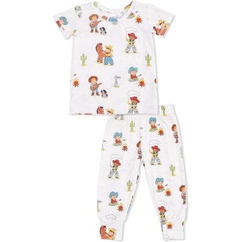 Angel Dear Vintage Cowboys - Short Sleeve Loungewear Set | Off White